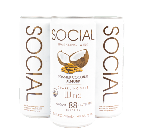 Toasted Coconut Almond Sparkling Wine 24-Pack - Social Sparkling Wine